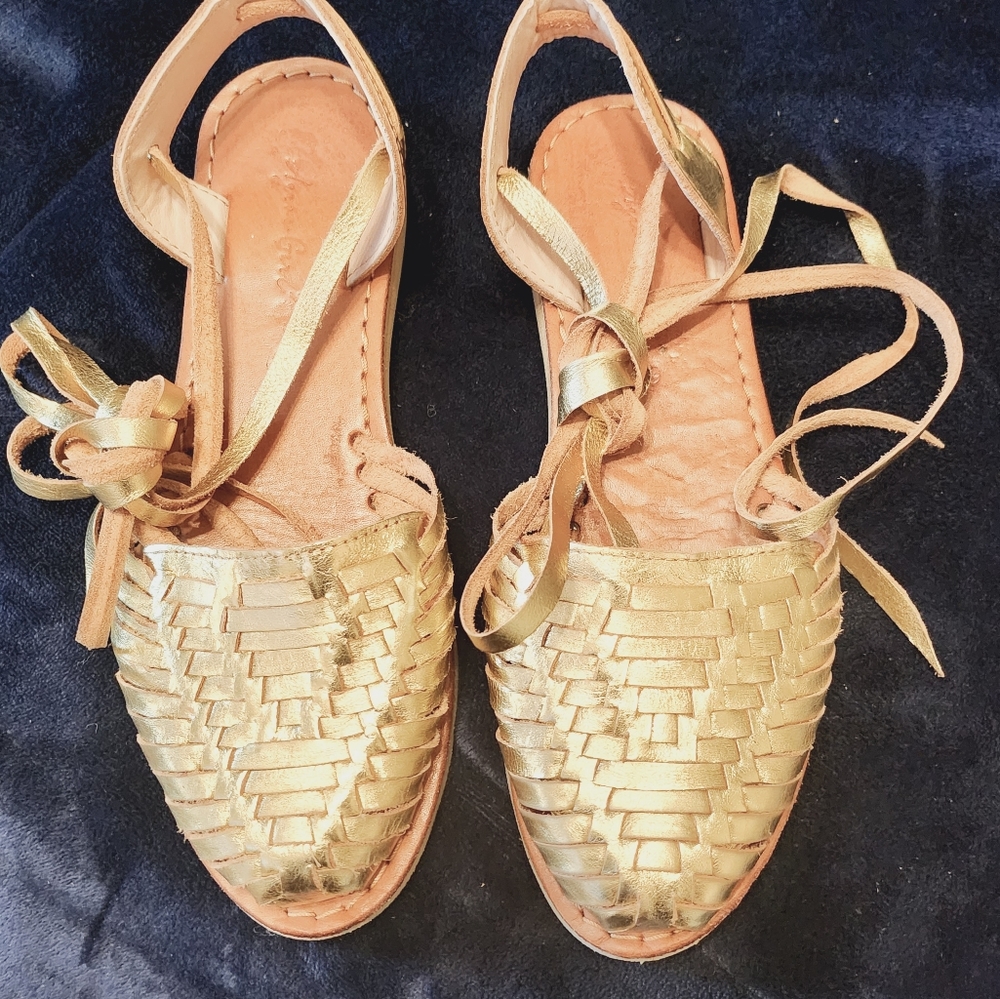 Gold Lace up Huaraches